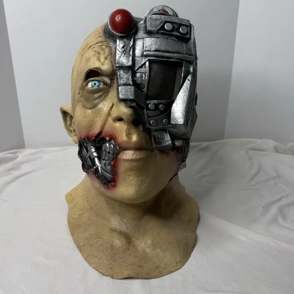 Animated Cyborg Full Face Halloween Costume Mask Rubber Latex RARE COOL Cosplay